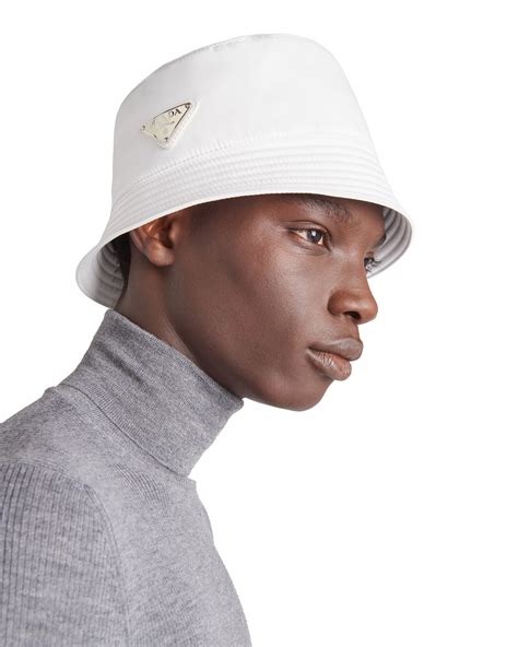 bucket hat prada white|white Prada bucket hats men's.